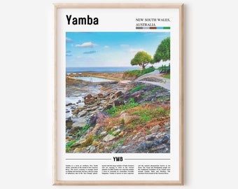 Yamba Poster, Yamba Poster, Yamba Wandkunst, Ölgemälde Poster, Bunte Stadt Druck, Stadt Kunstwerk, Reise Kunstwerk, Reise Wandkunst