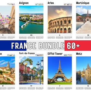 60+ France Bundle Travel Print, France Poster, France Wall Art, Minimal City Poster, Set Of Travel Print Gallery