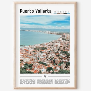 Puerto Vallarta Poster, Puerto Vallarta Print, Puerto Vallarta Wall Art, Minimal Travel Print, Travel Destination, Oil Painting Poster