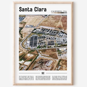 Santa Clara Print, Santa Clara Poster, Santa Clara Wall Art, Minimal Travel Print,Minimal City Poster,Travel Destination,Oil Painting Poster
