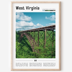 West Virginia Poster, West Virginia Print, West Virginia Wandkunst, USA Foto, USA Poster, USA Print