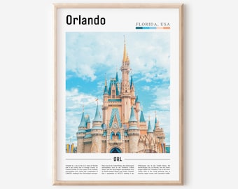 Orlando Poster, Orlando Poster, Orlando Wandkunst, Ölgemälde Poster, Bunte Stadt Druck, Stadt Kunstwerk, Reise Kunstwerk, Reise Wandkunst