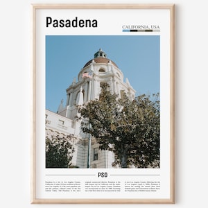 Pasadena Print, Pasadena Poster, Pasadena Wall Art, Minimal Travel Print, Minimal City Poster, Travel Destination Print, Oil Painting Poster