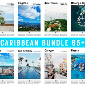 65+ Caribbean Bundle Travel Print, Caribbean Poster, Caribbean Wall Art, Minimal City Poster, Set Of Travel Print Gallery