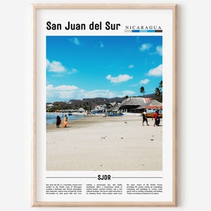 San Juan del Sur Poster, San Juan del Sur Print, San Juan del Sur Wall Art, Minimal Travel Print, Travel Destination, Oil Painting Poster