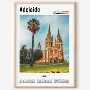 Adelaide Print, Adelaide Poster, Adelaide Wall Art, Oil Painting Poster, Colorful City Print, City Artwork, Travel Artwork, Travel Wall Art