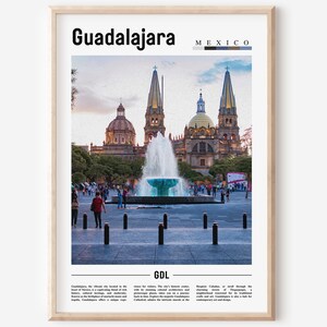 Guadalajara Poster, Guadalajara Print, Guadalajara Wall Art, Minimal Travel Print, Travel Destination, Oil Painting Poster