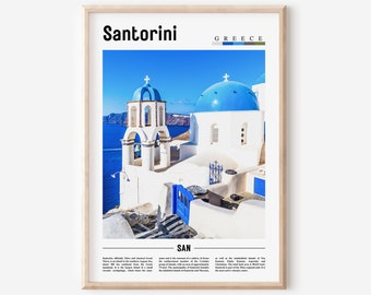 Santorini Poster, Santorini Poster, Santorini Wandkunst, Ölgemälde Poster, Bunte Stadt Druck, Stadt Kunstwerk, Reise Kunstwerk, Reise Wandkunst