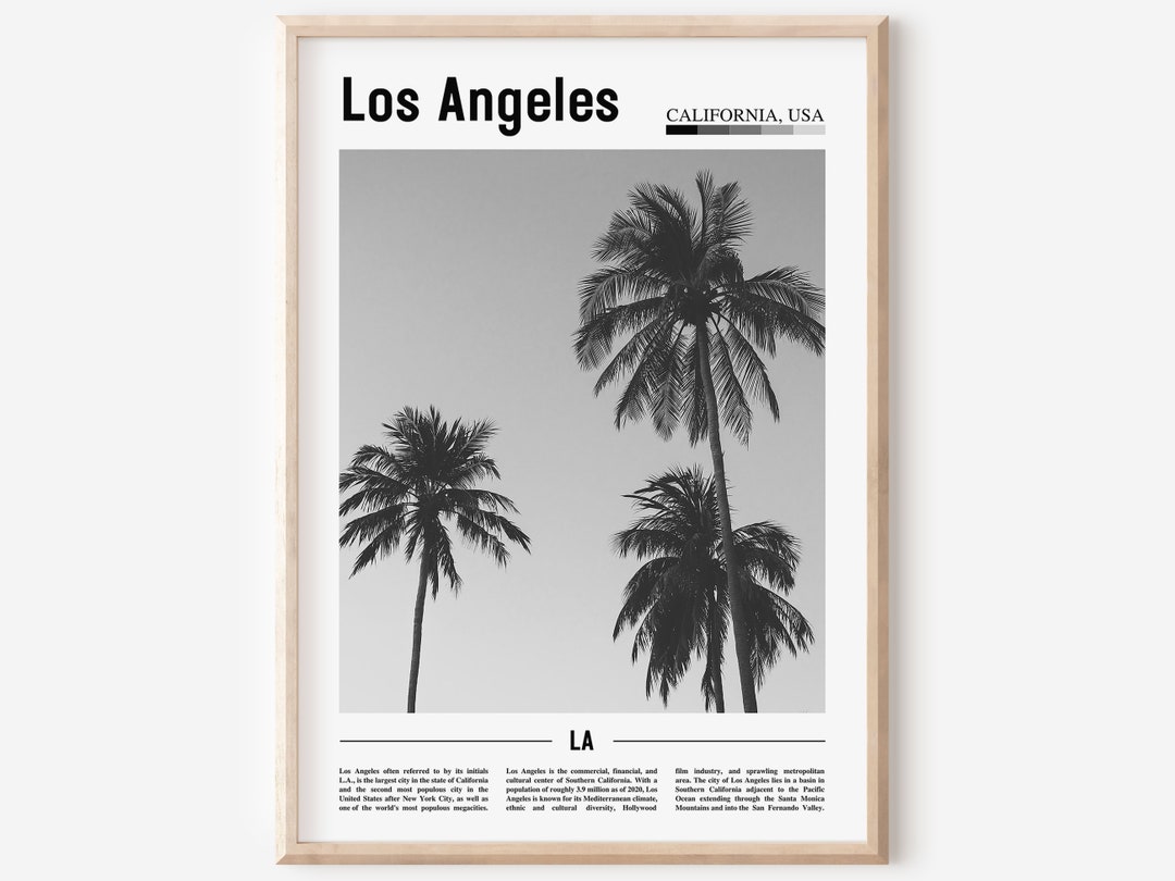 Los Angeles Poster Black and White, Los Angeles Print Black and White
