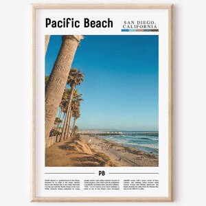 Pacific Beach Print, Pacific Beach Poster, Pacific Beach Wall Art, Minimal Travel Print, Minimal City Poster Destination,Oil Painting Poster