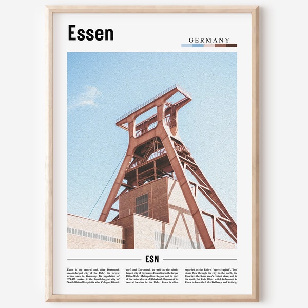 Essen Print, Essen Poster, Essen Wall Art, Minimal Travel Print, Minimal City Poster, Travel Destination, City Print, Oil Painting Poster