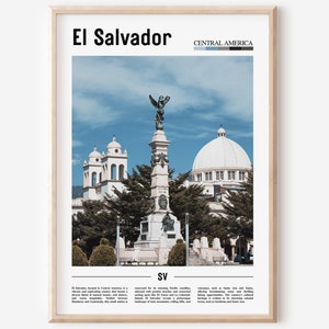 Cartel de El Salvador, Impresión de El Salvador, Arte mural de El Salvador, Impresión de viaje mínima, Destino de viaje, Cartel de pintura al óleo