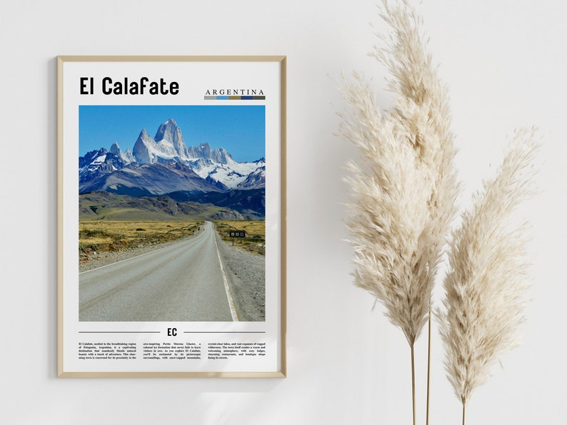 Cartel de El Calafate, Impresión de El Calafate, Arte de pared de El Calafate, Cartel de América del Sur, Impresión de América del Sur, Cartel de viaje imagen 5