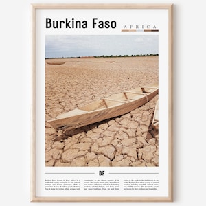 Burkina Faso Poster, Burkina Faso Print, Burkina Faso Wall Art, Minimal Travel Print, Travel Destination, Oil Painting Poster