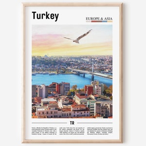 Impresión de Turquía, cartel de Turquía, arte de pared de Turquía, cartel de pintura al óleo, impresión de ciudad colorida, arte de la ciudad, arte de viaje, arte de pared de viaje