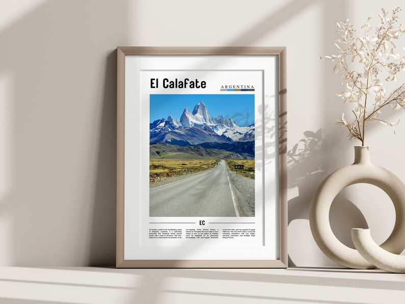 Cartel de El Calafate, Impresión de El Calafate, Arte de pared de El Calafate, Cartel de América del Sur, Impresión de América del Sur, Cartel de viaje imagen 6