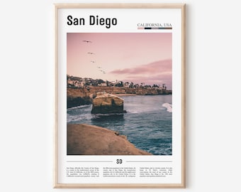 San Diego Print, San Diego Poster, San Diego Wandkunst, Minimal Travel Print, Minimal City Poster, Travel Destination, Oil Painting Poster