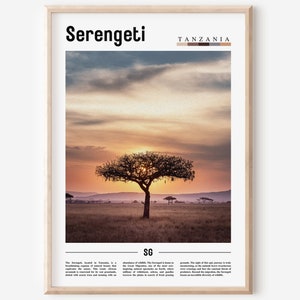 Serengeti Poster, Serengeti Print, Serengeti Wall Art, Minimal Travel Print, Travel Destination, Oil Painting Poster
