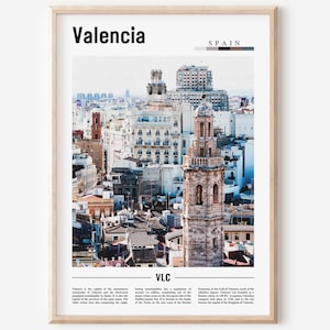 Cartel de Valencia, Impresión de Valencia, Arte de pared de Valencia, Foto de España, Cartel de España, Impresión de España, Cartel de viaje mínimo