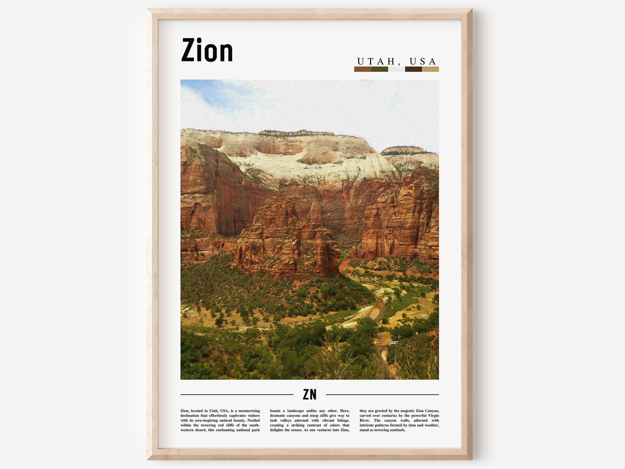 Zion Poster Zion Print Zion Wall Art Minimal Travel Print Etsy