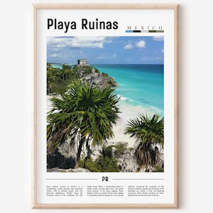 Playa Ruinas Poster, Playa Ruinas Print, Playa Ruinas Wall Art, Minimal Travel Print, Travel Destination, Oil Painting Poster