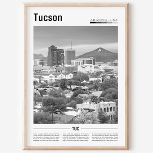 Tucson Poster Black And White, Tucson Print Black And White, Tucson Wall Art, Minimal Travel Print, Travel Poster
