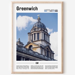 Plakat Greenwich, Wydruk Greenwich, Sztuka ścienna Greenwich, Zdjęcie Europy, Plakat Europy, Wydruk Europy, Plakat podróżniczy