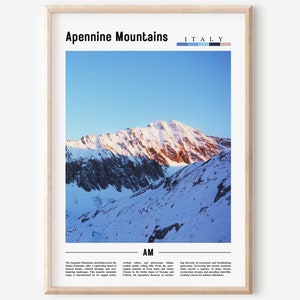 Apennine Mountains Poster, Apennine Mountains Print, Apennine Mountains Wall Art, Minimal Travel Print, Oil Painting Poster