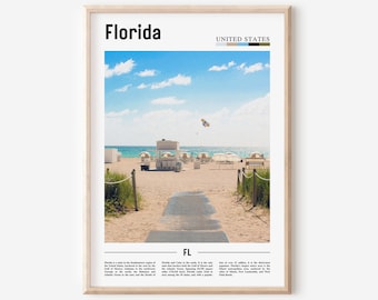 Florida Poster, Florida Print, Florida Wall Art, Minimal Travel Print, Minimal City Poster, Travel Destination, Oil Painting Poster