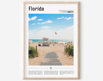 Florida Poster, Florida Print, Florida Wall Art, Minimal Travel Print, Minimal City Poster, Travel Destination, Oil Painting Poster