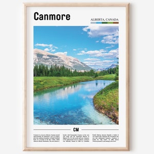 Canmore Print, Canmore Poster, Canmore Wall Art, Oil Painting Poster, Colorful City Print, City Artwork, Travel Artwork, Travel Wall Art