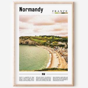 Impresión de Normandía, Cartel de Normandía, Arte de la pared de Normandía, Foto de Francia, Cartel de Francia, Impresión de Francia, Arte de la pared de Francia, Cartel de viaje mínimo