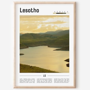 Lesotho Poster, Lesotho Print, Lesotho Wall Art, Minimal Travel Print, Travel Destination, Oil Painting Poster
