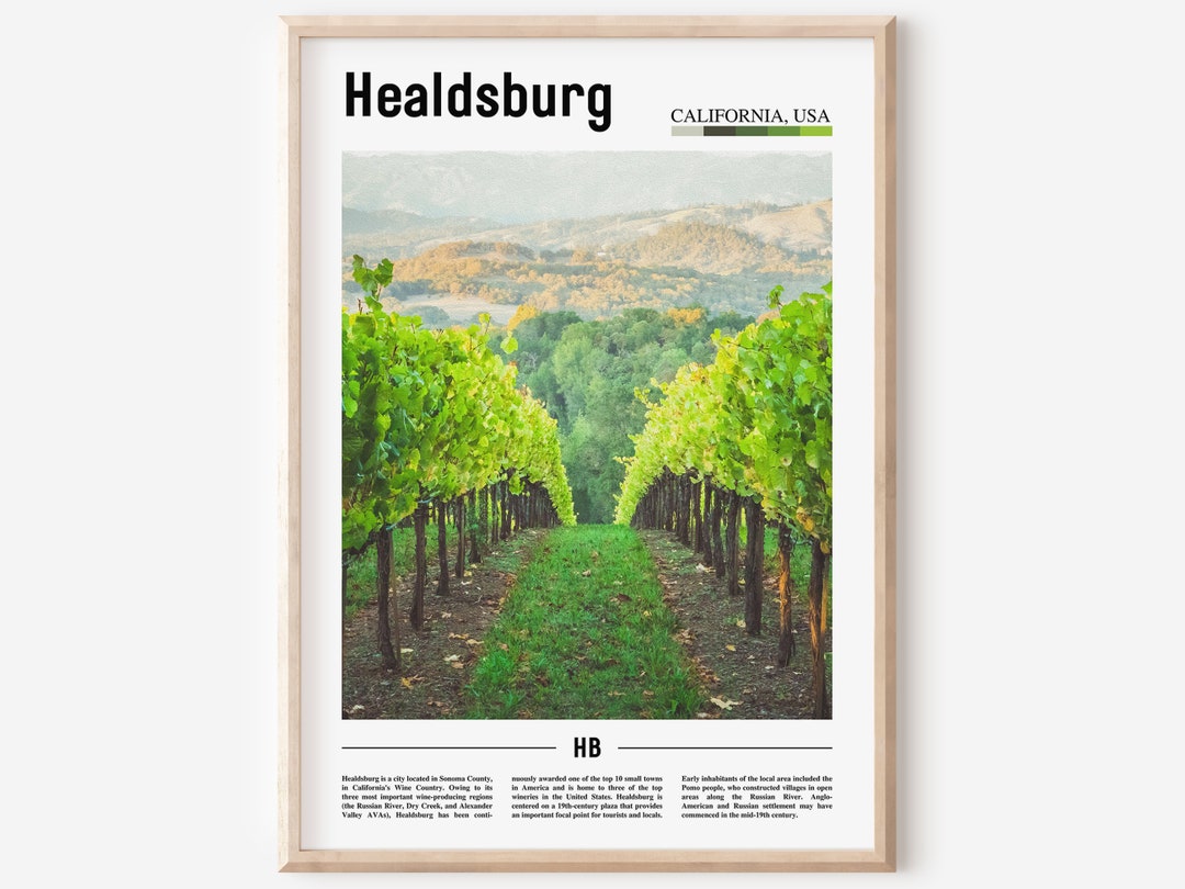 Healdsburg Print, Healdsburg Poster, Healdsburg Wall Art, Minimal ...