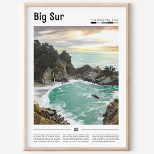Big Sur Poster, Big Sur Print, Big Sur Wall Art, Minimal Travel Print, Minimal City Poster, Travel Destination, Oil Painting Poster