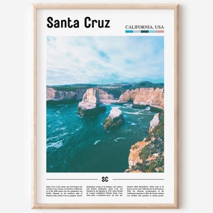 Santa Cruz Print, Santa Cruz Poster, Santa Cruz Wall Art, Oil Painting Poster, Colorful City Print, City Artwork, Travel Artwork, Travel Art