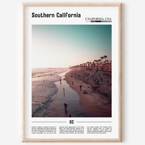 Southern California Poster, Southern California Print, Southern California Wall Art, Minimal Travel Print, Oil Painting Poster