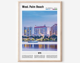 West Palm Beach Poster, West Palm Beach Poster, West Palm Beach Wandkunst, Ölgemälde Poster, Stadt Kunstwerk, Reise Kunstwerk, Reise Wandkunst