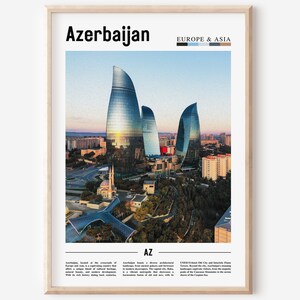 Cartel de Azerbaiyán, Impresión de Azerbaiyán, Arte de la pared de Azerbaiyán, Impresión de Asia, Cartel de Asia, Foto de Asia, Cartel de viaje mínimo