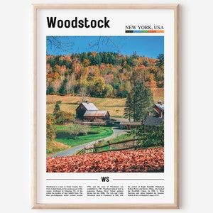 Woodstock Print, Woodstock Poster, Woodstock Wall Art, Oil Painting Poster, Colorful City Print, City Artwork,Travel Artwork,Travel Wall Art