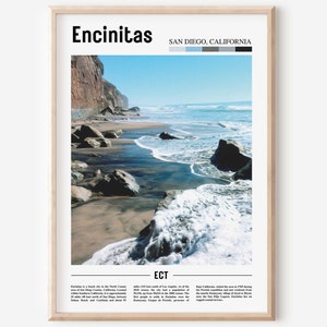 Encinitas Print, Encinitas Poster, Encinitas Wall Art, Oil Painting Poster, Colorful City Print, City Artwork,Travel Artwork,Travel Wall Art