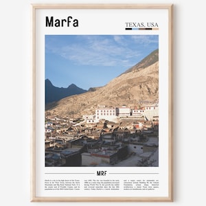 Marfa Print, Marfa Poster, Marfa Wall Art, Oil Painting Poster, Colorful City Print, City Artwork, Travel Artwork,Travel Wall Art,City Print
