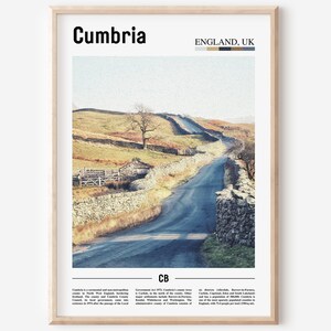 Cumbria Print, Cumbria Poster, Cumbria Wall Art, Minimal Travel Print, Minimal City Poster, Travel Destination, Print, Oil Painting Poster