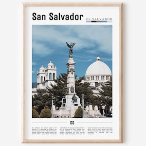Cartel de San Salvador, Impresión de San Salvador, Arte de la pared de San Salvador, Impresión de viaje mínima, Destino de viaje, Cartel de pintura al óleo