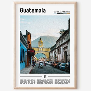 Guatemala Poster, Guatemala Print, Guatemala Wall Art, Minimal Travel Print, Travel Destination, Oil Painting Poster