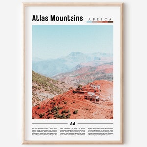 Atlas Mountains Poster, Atlas Mountains Print, Atlas Mountains Wall Art, Minimal Travel Print, Travel Destination, Oil Painting Poster