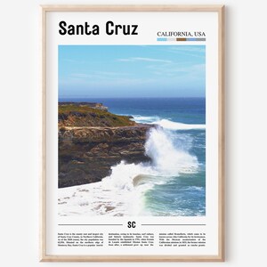 Santa Cruz Print, Santa Cruz Poster, Santa Cruz Wall Art, Oil Painting Poster, Colorful City Print, City Artwork, Travel Artwork, Travel Art