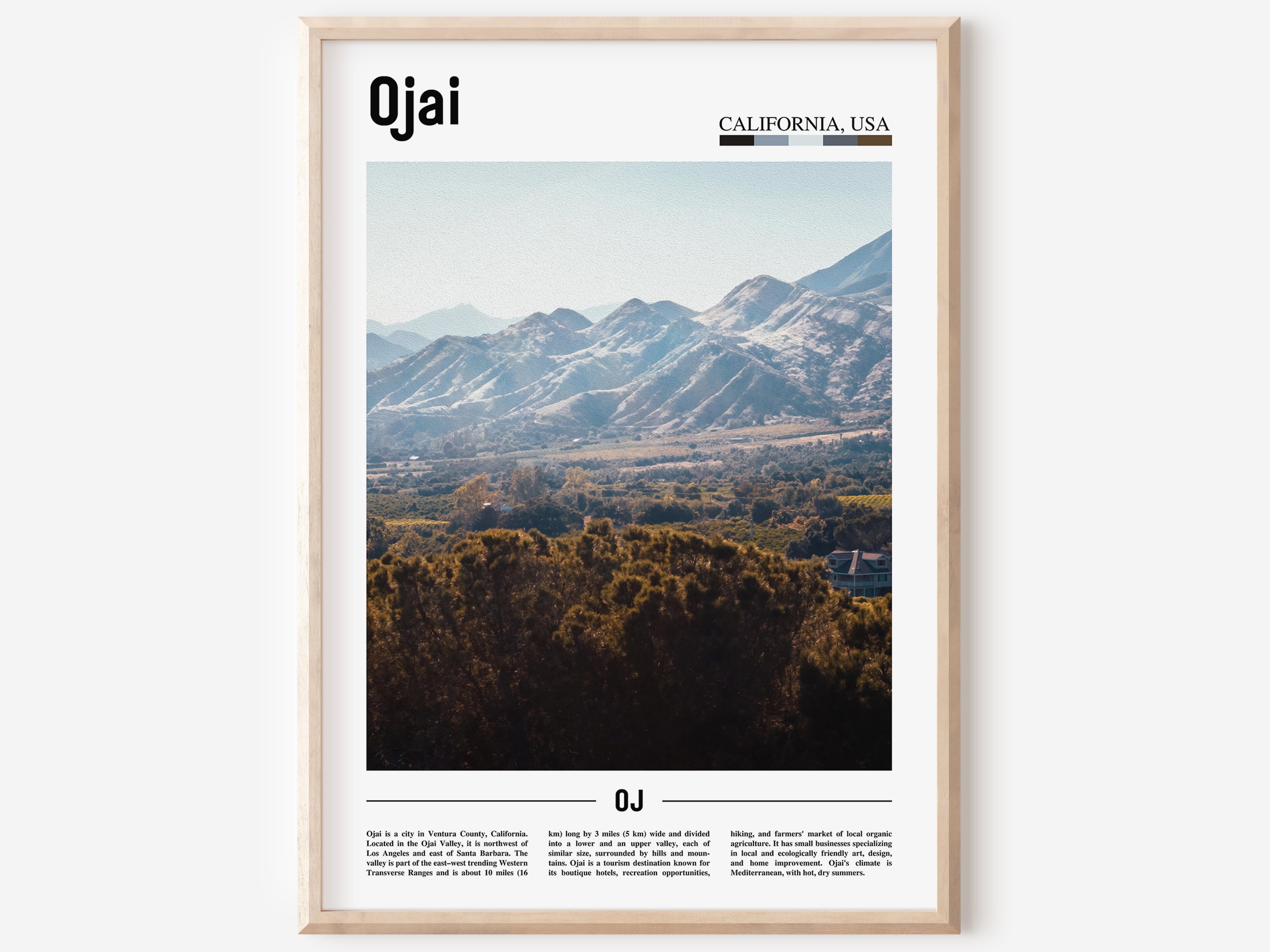 Ojai Print, Ojai Poster, Ojai Wall Art, Minimal Travel Print, Minimal ...