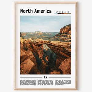 North America Poster, North America Print, North America Wall Art, Minimal Travel Print, Travel Destination, Oil Painting Poster