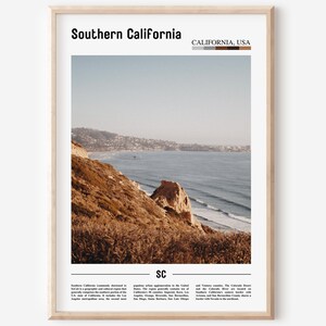 Southern California Poster, Southern California Print, Southern California Wall Art, Minimal Travel Print, Oil Painting Poster